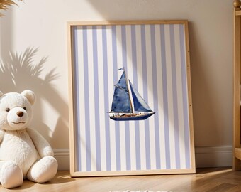 Boy Room Wall Art Printable Beach House Decor Wall Decoration Boys Room Wall Art for Men Gift for Fisher Nautical Gifts Sailboat Print