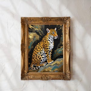 Leopard Art Print Marble Art Large Wall Art Prints Luxury Wall Art Gold Leaf Art Leopard Wall Art Trendy Art Print Leopard Decor Download
