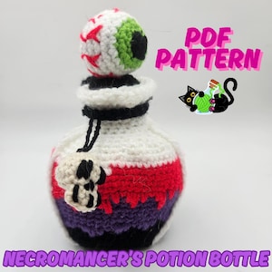 Crochet Pattern Potion Bottle Dice Bag, Necromancer&#39;s Potion Bottle, Amigurumi Bag, Gaming Pouch, DnD, CnC, TTRPG, MtG, Halloween