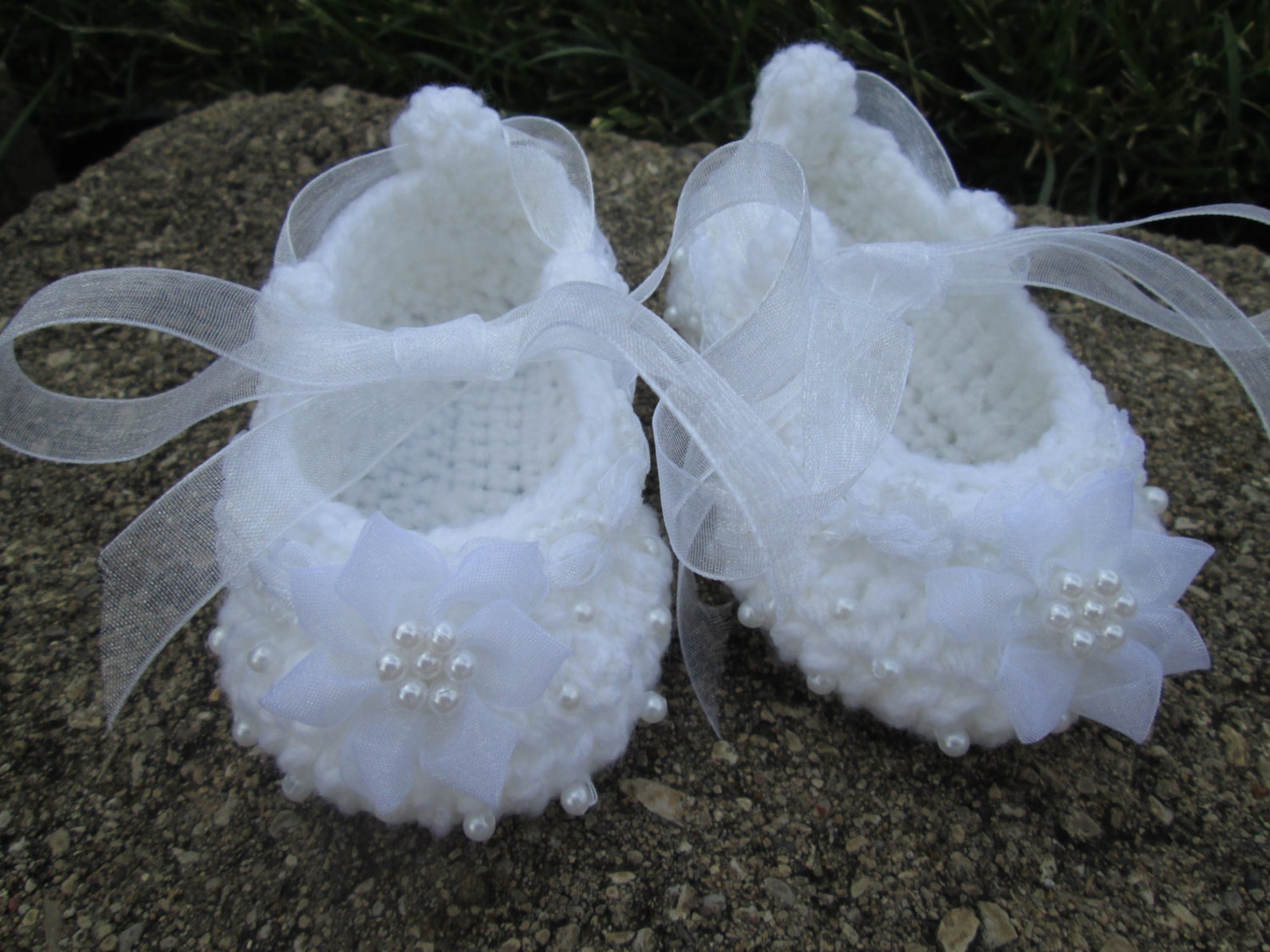 Baptism Christening Baby Girl Shoes Booties White Tulle Ribbon Etsy