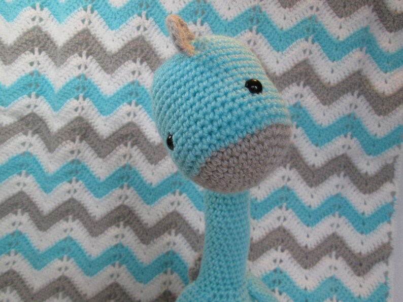 Baby blanket afghan dinosaur gray turquoise white or CHOOSE YOUR COLORS image 2
