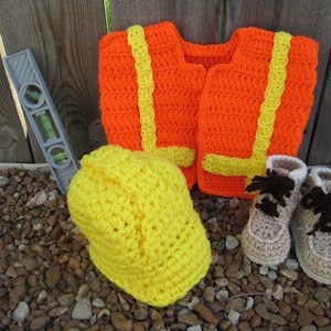 Baby Construction Worker contractor Boots Hard Hat safety vest girl boy Halloween costume