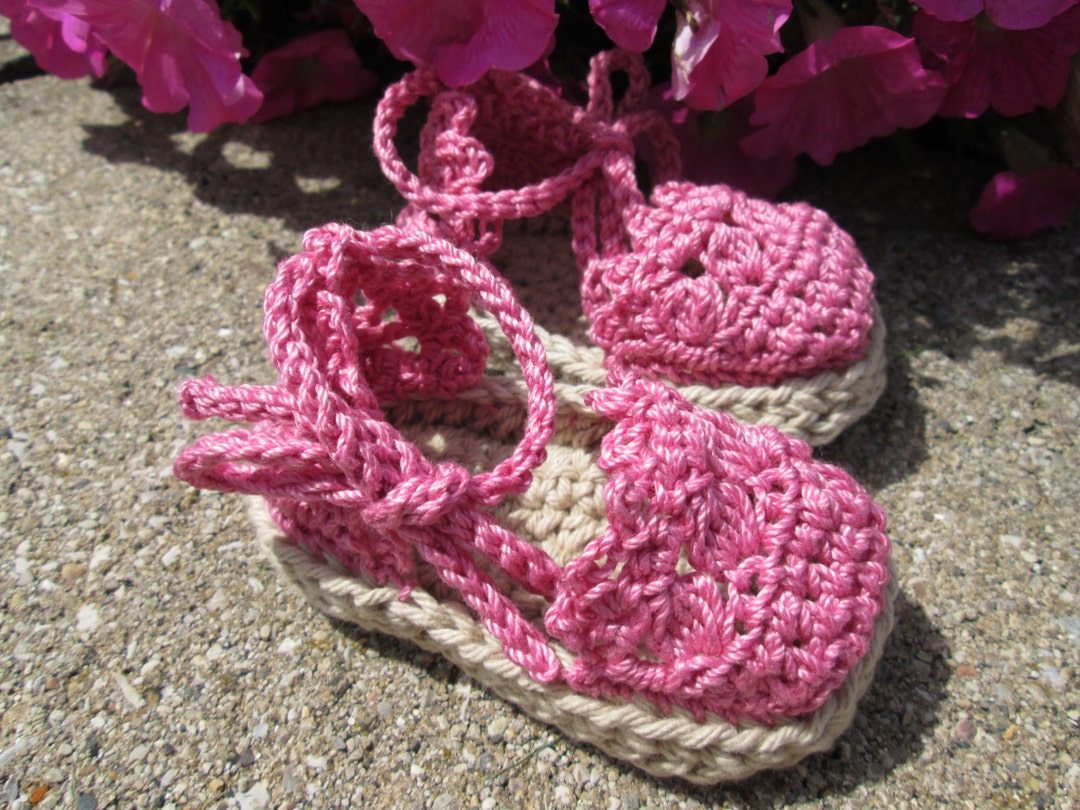 Baby Espadrille Sandals Pink Cotton Booties - Etsy