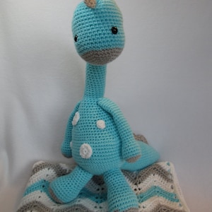 Baby blanket afghan dinosaur gray turquoise white or CHOOSE YOUR COLORS image 1