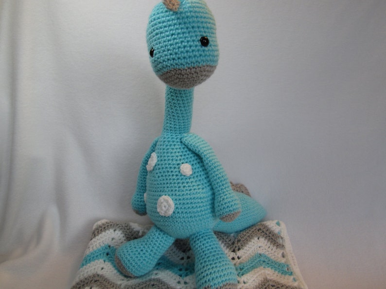 Baby blanket afghan dinosaur gray turquoise white or CHOOSE YOUR COLORS image 1