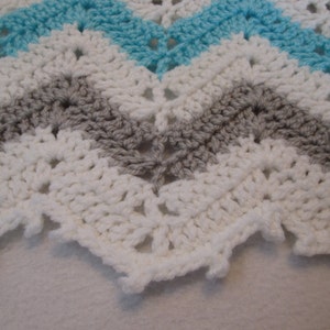 Baby blanket afghan dinosaur gray turquoise white or CHOOSE YOUR COLORS image 3