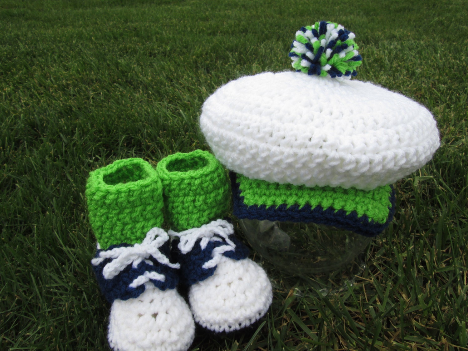 Baby Golf Shoe Booties Hat Socks Green Navy Blue Etsy