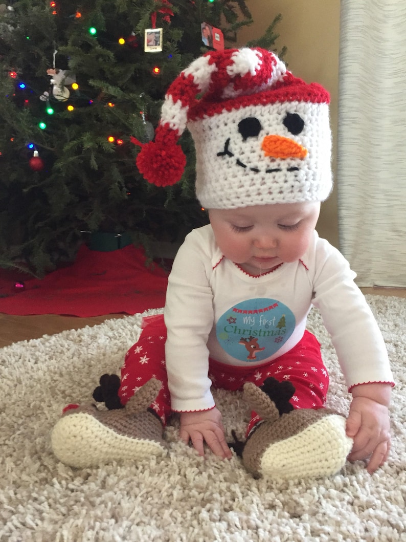 Baby Snowman Winter Christmas Hat Etsy