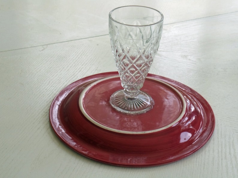 Red Repurposed Cake or Cupcake Plate