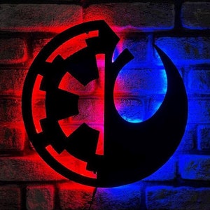 Rebel Empire Wood Logo Led Sign , Valentine&#39;s Day Gift Starwars Light Signs Wall Decor , Starwars Wooden Led Sign , Starwars Neon Sign
