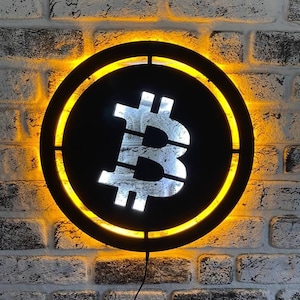 Bitcoin Logo Led sign , trader gift , crypto wall art , trader wall Decor , crypto wall decor , art , neon sign decor , Valentine&#39;s Day Gift