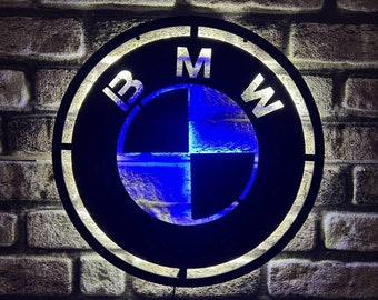 Bmw Wood Logo Led Sign , Sleek Automotive Wall Decor , Car Show rooms and Enthusiast&#39;s Collection , Valentine&#39;s Day Gift , Bmw Neon Sign