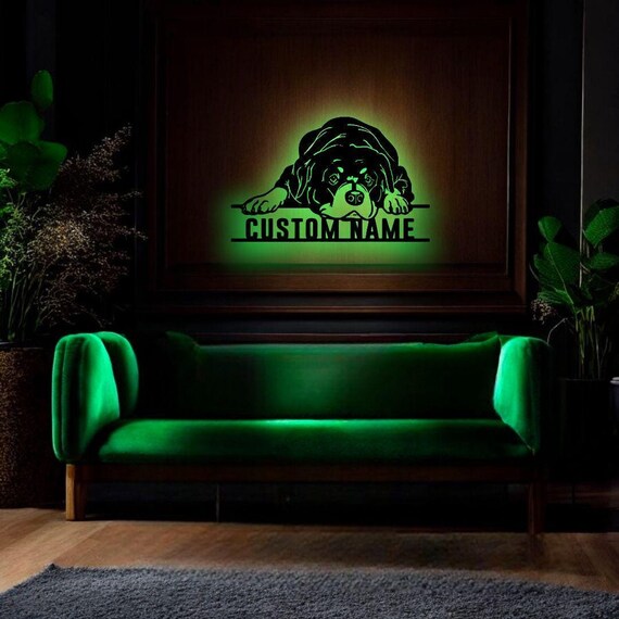 Lazy Rottweiler Wooden Wall Art LED Light Personalized Dog Lover