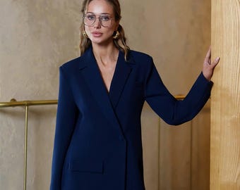 Elegante damesbroek, set minimalistische blazerbroeken, formeel pak, moderne maatlook, klassiek jasje en broek