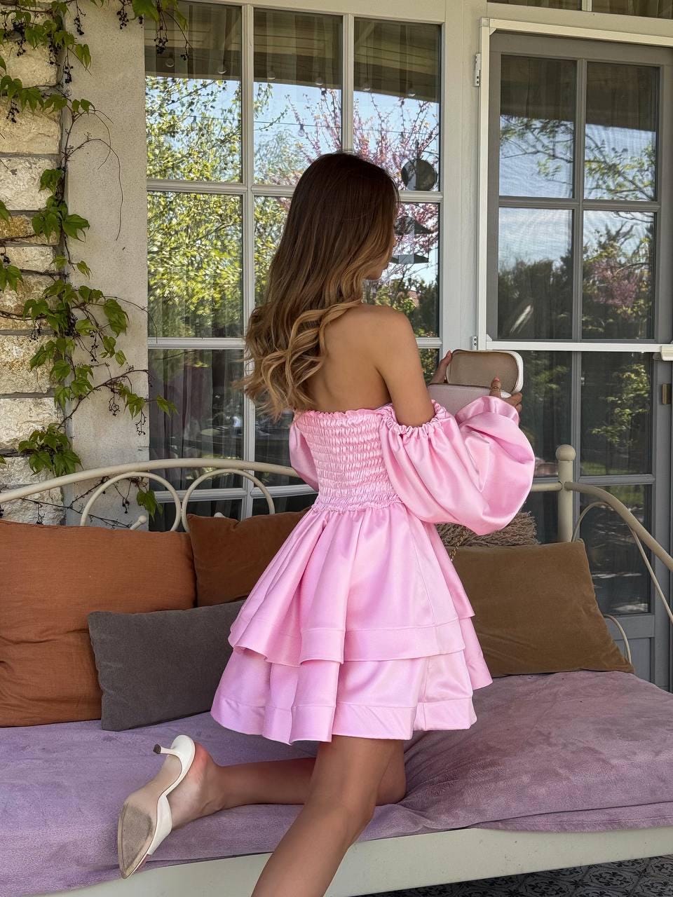 Puff Sleeve Satin Mini Dress off Shoulder Ruffle Party Dress Yellow or Pink One Size Fits Most.satin Mini Dress.dress Summer 2025 - Etsy Puff Sleeve Satin Mini Dress off Shoulder Ruffle Party Dress Yellow or Pink One Size Fits Most.satin Mini Dress.dress Summer 2025 - Etsy