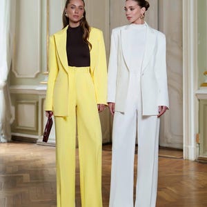 Women’s Premium Suit Set,women&#39;s suit jacket trousers,elegant women&#39;s bridesmaid suit,wide trousers with a jacket,business lady suit