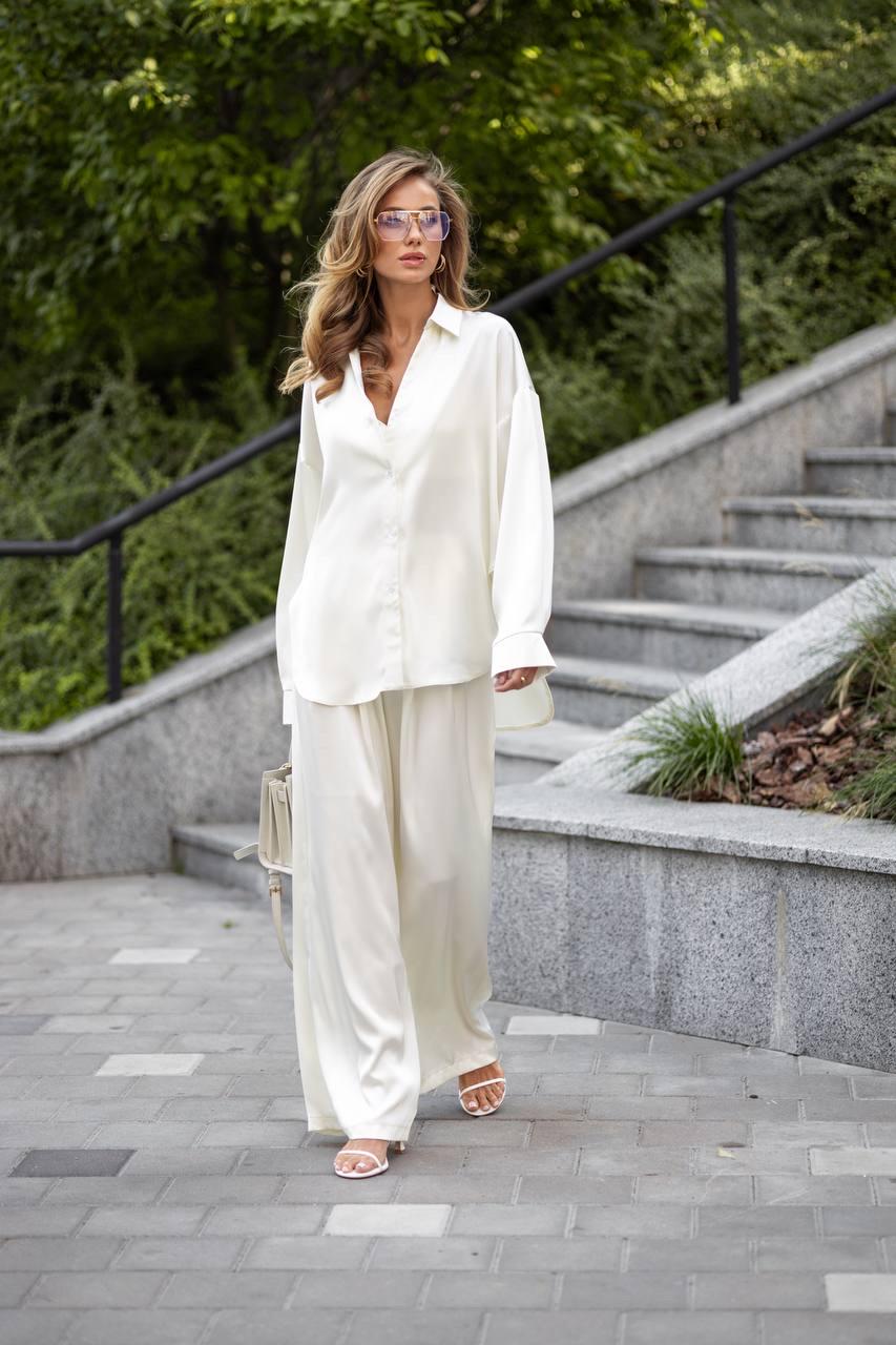 white satin dress pants 3Piece Satin Set for Women Ivory Satin Suit with Shirt,Pants and Crop top,Elegant Lounge or Evening Outfit,Silk Three-Piece Suit