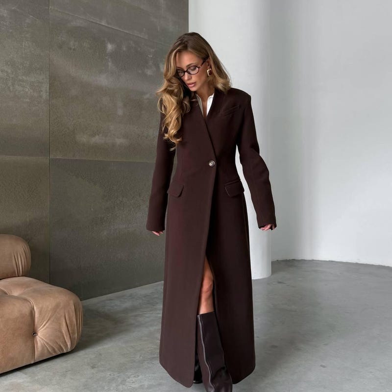 Cappotto lungo da donna effetto lucido