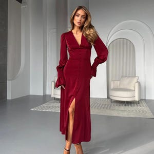 Burgundy Bridesmaids Dress - Etsy
