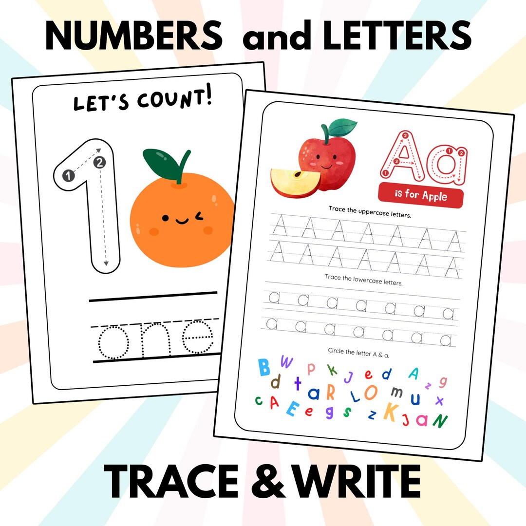 Alphabet and Number Tracing Printable Preschool Activity Pages With ...