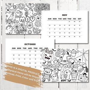 2025 Monthly Wall Calendar Coloring Pages Printable A4 Landscape Design for Creative Planning