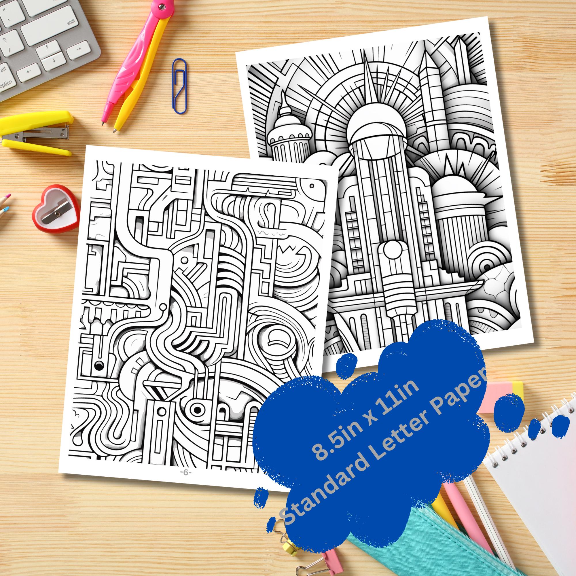 Abstract Coloring Page Printable Download, Abstract Scenery Coloring ...