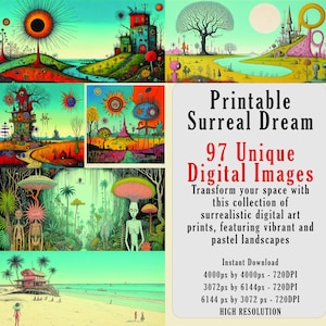 Surreal Art Collection, Digital Landscape - Dreamlike Fantasy Scenes, Downloadable Wall Art, Unique Prints for Home Decor
