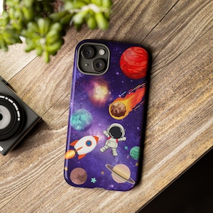 Fundas para teléfono, temática espacial de astronauta, dibujos animados de planetas, funda protectora de galaxia, accesorio celestial