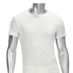 100% Seide Stricken Herren Crew T-Shirt - 3 Farben - Weiß, Grau, Schwarz