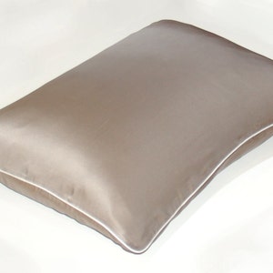 Federa per cuscino - 100% seta - Grigia con bordino color crema