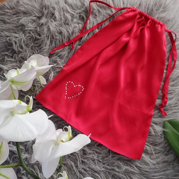 Sac de lingerie 100% soie - Rouge