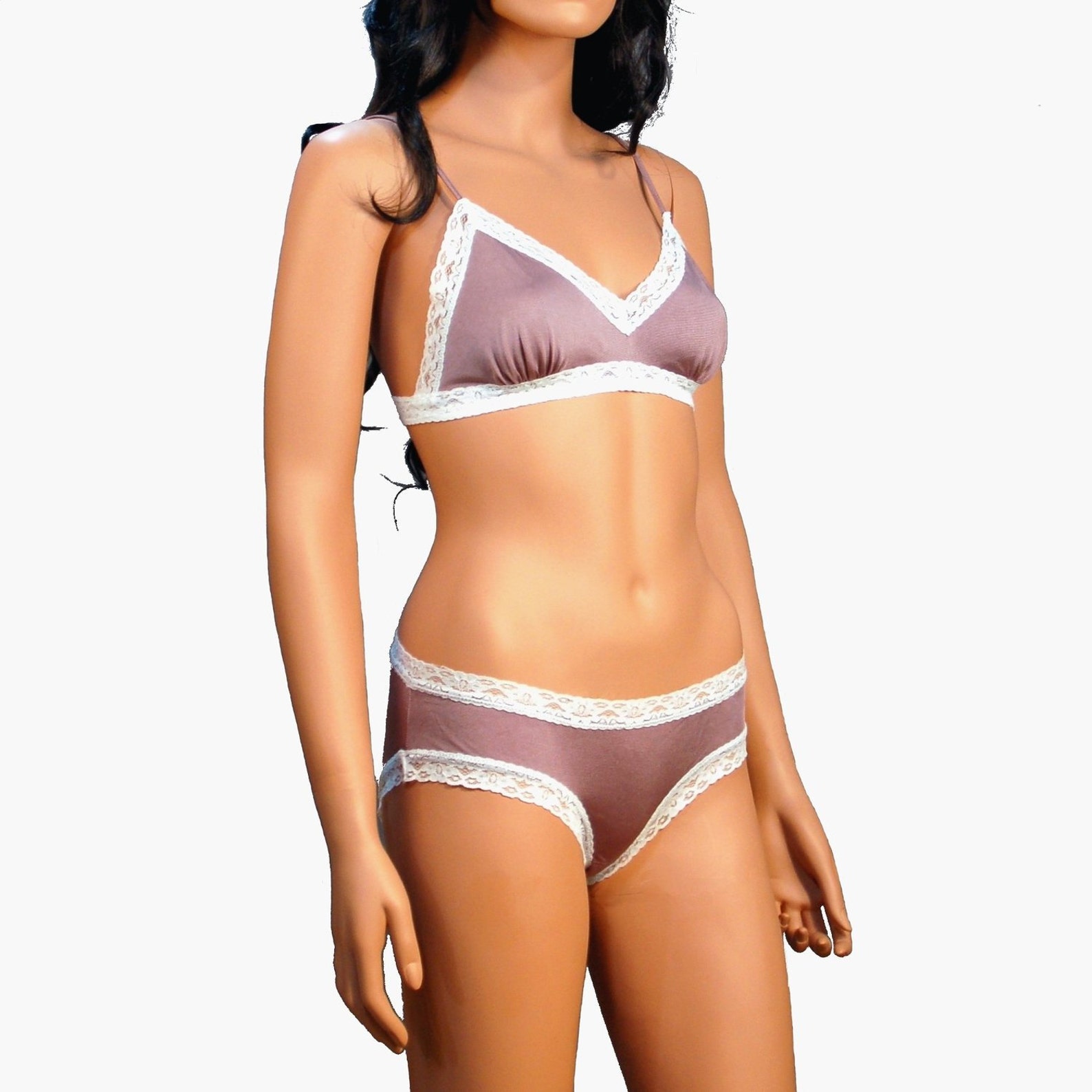 100 Silk Knit Lingerie Set Bra & Brief Purple Etsy UK