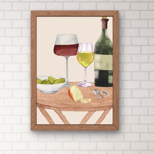 Vintage Art Prints Wein Stillleben, Stillleben Gemälde Wein, Vintage Dekoration Küche, Bar Wanddekor, Weinflasche Poster