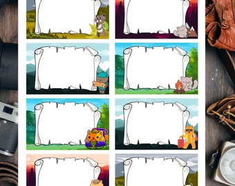 de jeu de chasse au trésor d'aventure | Cartes d'aventure familiale en plein air avec chat, aventure de chasse au trésor à imprimer, nature chasse au trésor