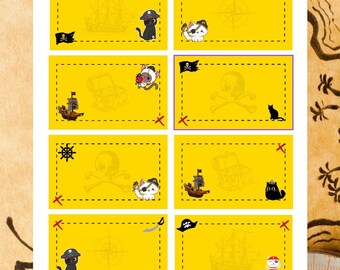 Pirate Scavenger Treasure Hunt Game Cards | Pirate Cat Cards, Surprise Ticket Scavenger Hunt Printable, Scavenger Family Adventure Game