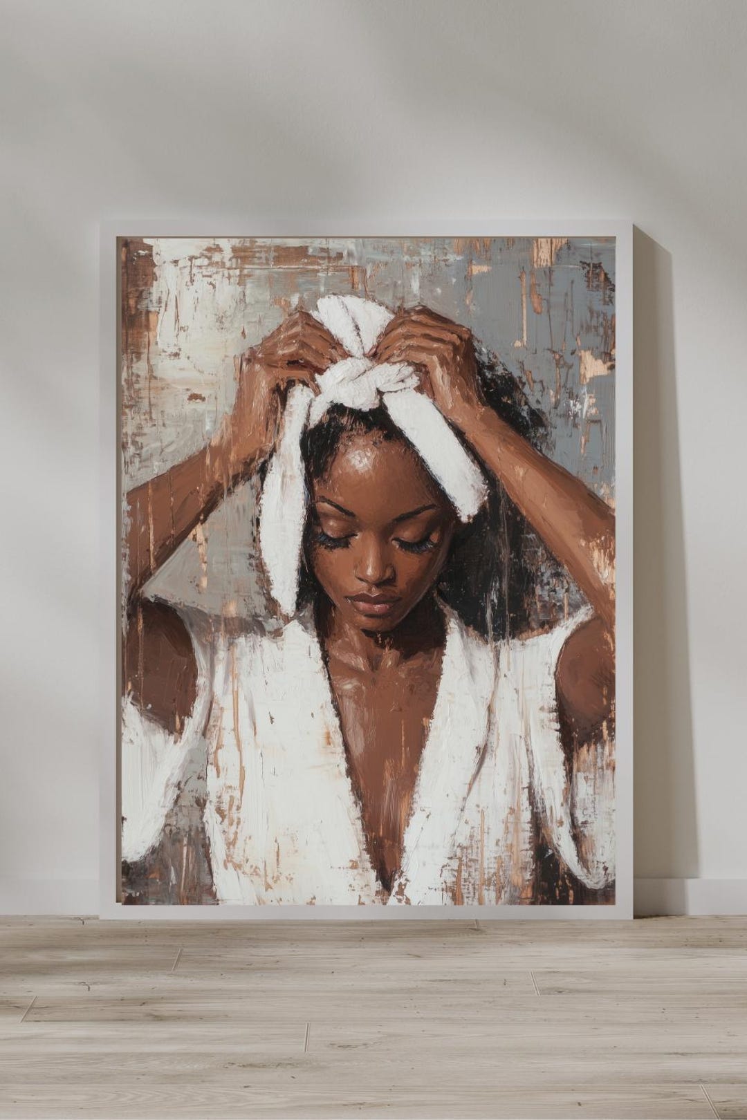 Black Wall Art | Bathroom Wall Art | Black Women Oil Painting ...