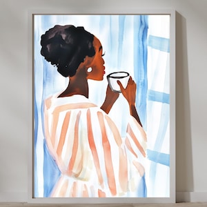Black Wall Art | Printable Download | Black Wall Art Bathroom | Bathroom Wall Art | Black Women Art | Coffee Art