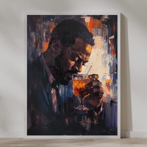 オン・ザ・ロックス：黒人男性の油絵風ヴィンテージ | デジタルダウンロード印刷