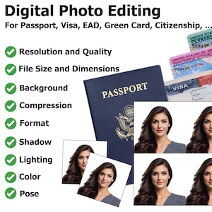Visumfoto, pasfoto, immigratiefoto, EAD-foto, burgerschapsfoto, USCIS - digitale bewerkingsservice - 100% tevredenheid of terugbetaling