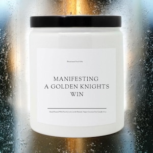 Manifesting A Golden Knights Win Candle - Las Vegas Hockey Fan Lucky Game Day Candle - Birthday Gift Idea For Him - NHL Sports Themed Decor