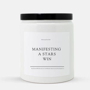 Manifesting A STARS Win Candle - Dallas Stars Hockey Fan Lucky Game Day Candle - BFF Birthday Gift Idea For Him - NHL Sports Themed Decor