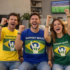 Diseño de camiseta PNG del Mundial de Brasil 2026, gráfico vintage de la bandera de Brasil para fútbol, descarga digital. imagen 9