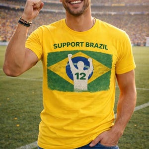 Diseño de camiseta PNG del Mundial de Brasil 2026, gráfico vintage de la bandera de Brasil para fútbol, descarga digital. imagen 4