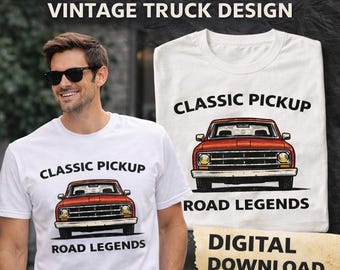 Diseño de camiseta de camioneta clásica, descarga digital PNG, gráfico de camioneta vintage