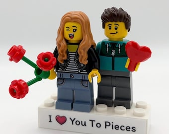 Personalised Minifigure Couple, Fun Geeky Gift for Valentines and Anniversary's