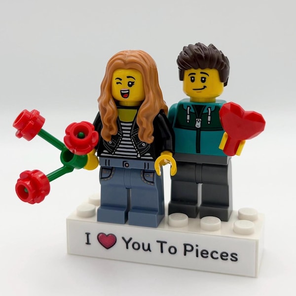 Pareja de minifiguras personalizadas, regalo divertido y geek para San Valentín y aniversarios.