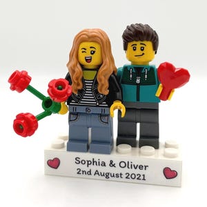 Personalised Minifigure Couple, Valentines, Anniversary and Birthday Gift