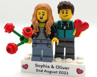 Personalised Minifigure Couple, Valentines, Anniversary and Birthday Gift