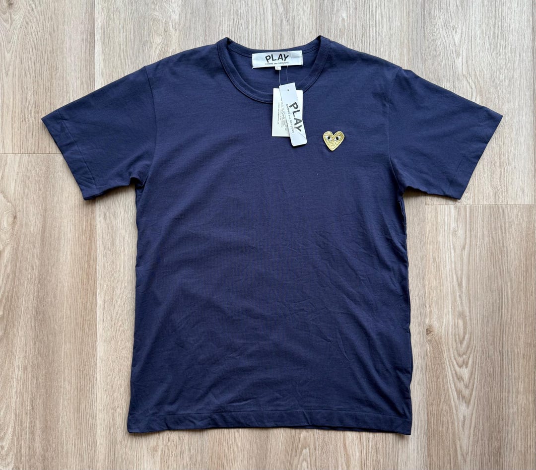 Comme Des Garcons Play Heart Blue T- Shirt CDG - Etsy