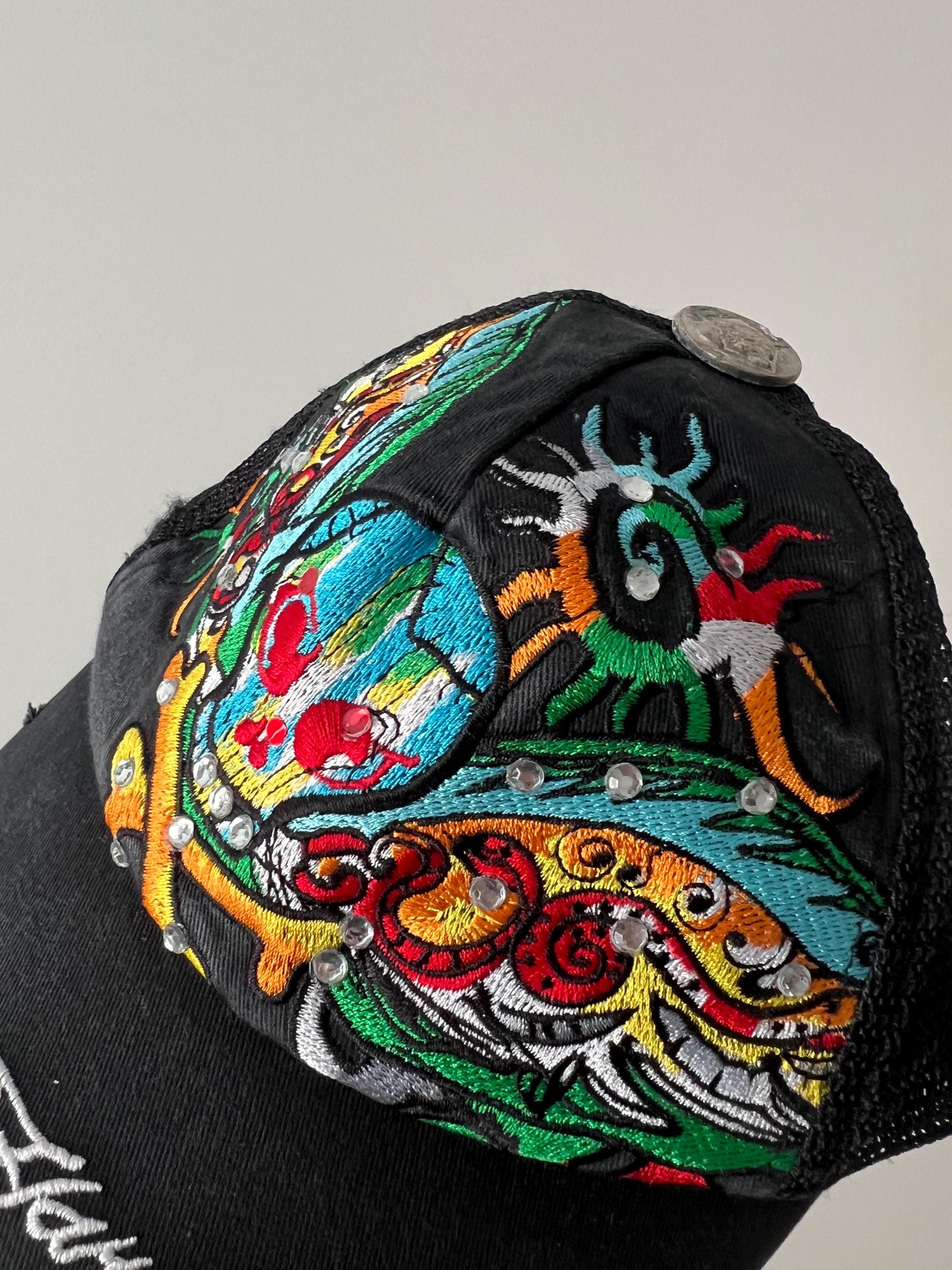 Vintage Ed Hardy by Christian Audigier Skull Trucker Cap - Etsy